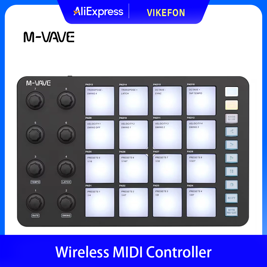 Midi Controller Pad - M-VAVE SMC-PAD Kabelloser MIDI-Controller, geeignet für
