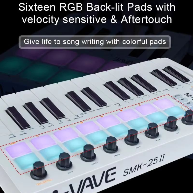 Midi Controller Pad - M-Vave Smk-25 Midi-Keyboard-Controller mit 25 Tasten,