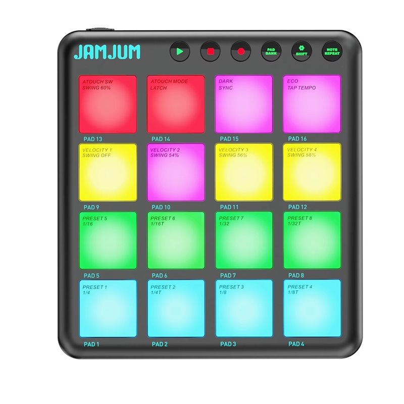 Midi Controller Pad - 【REISE-UNVERZIEHLICHES GLEITMÄSSIGES ZUBEHÖR】JAMJUM MIDI-Controller mit 16