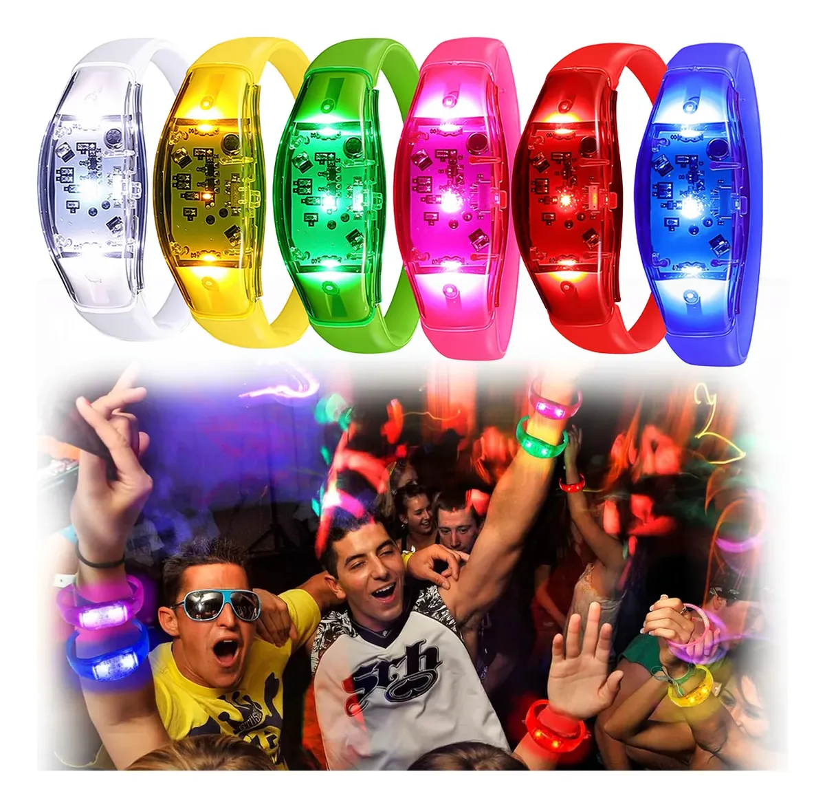 Audio Music Dj - 6 Stück LED-Armbänder, schallaktiviert mit blinkenden