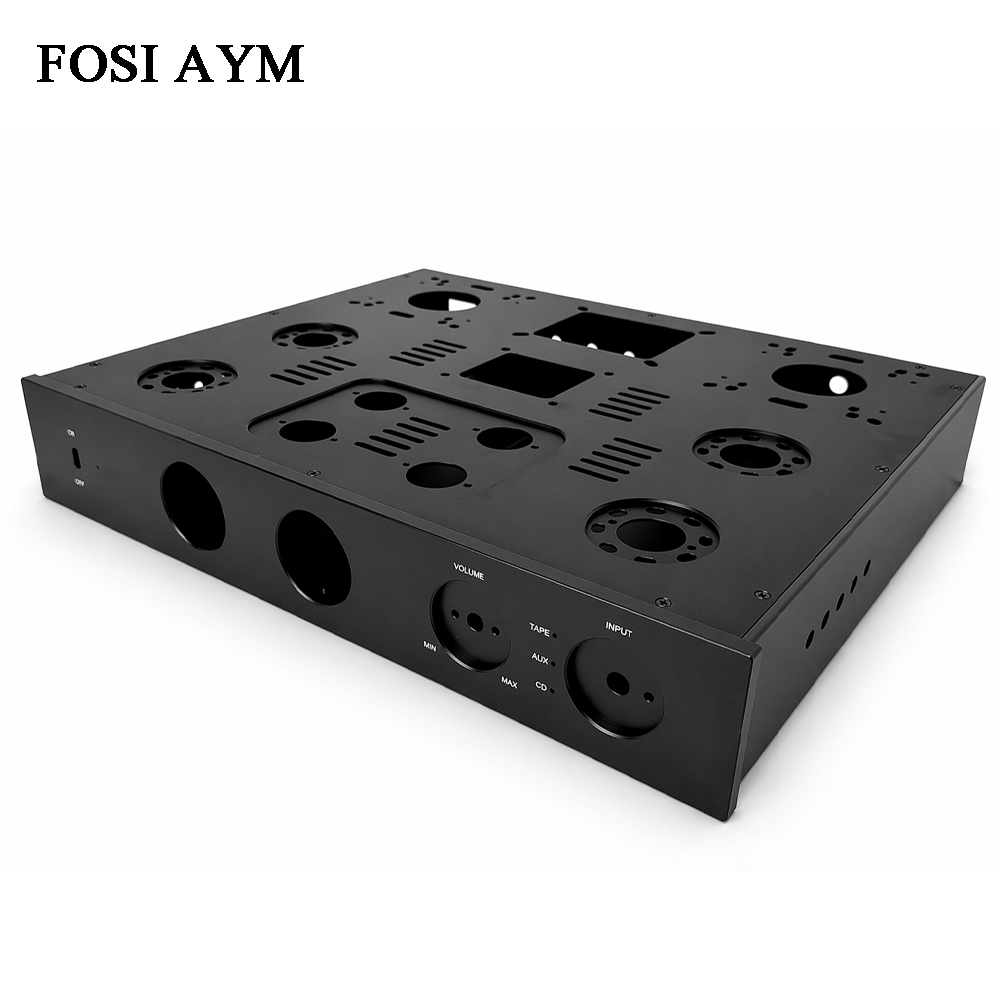 Headphone Amplifier Dac - FOSI AYM 415x330x70mm Vollaluminium-Verstärkergehäuse VU-Meter KT88